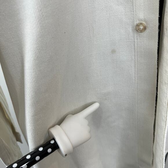 Vintage Men's White Denim Long Sleeve Button Cuff Button Down Shirt VTG - Picture 9 of 14